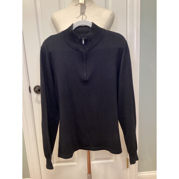 Nordstrom Tech-Smart 1/4 Zip Sweater Pullover Wool Blend - Black, Large - Picture 3 of 9